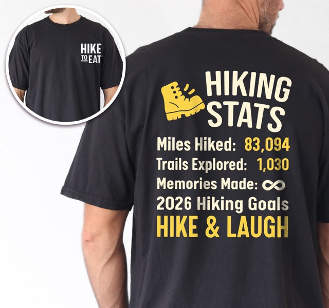 2026 Hiking Stats Custom T-Shirt - Personalized Achievement Tracker Tee