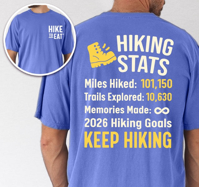 2026 Hiking Stats Custom T-Shirt - Personalized Achievement Tracker Tee