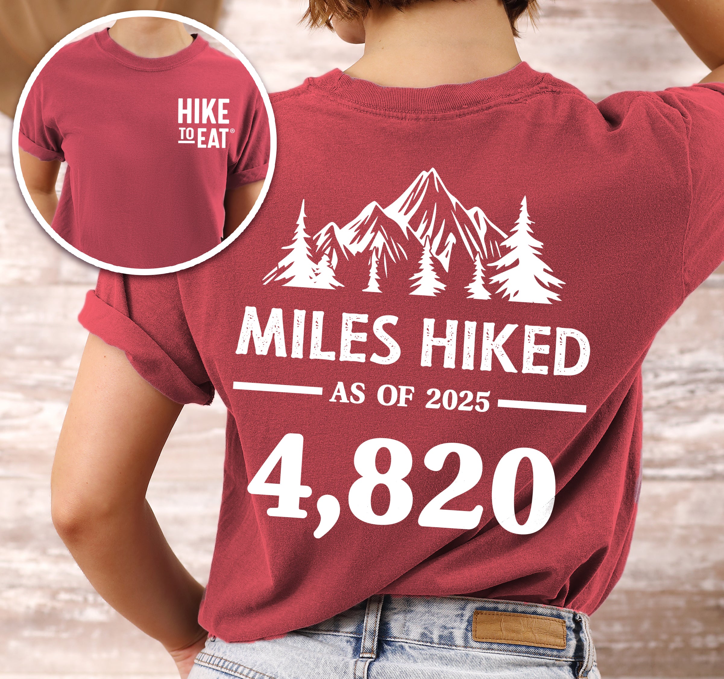 Miles Hiked Custom Tracker T-Shirt - Personalized Hiking Milestone Tee |Vintage Tee