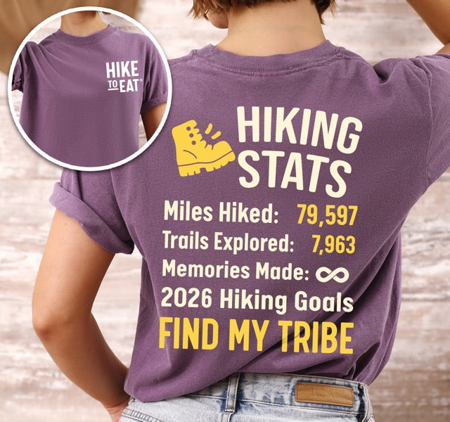2026 Hiking Stats Custom T-Shirt - Personalized Achievement Tracker Tee