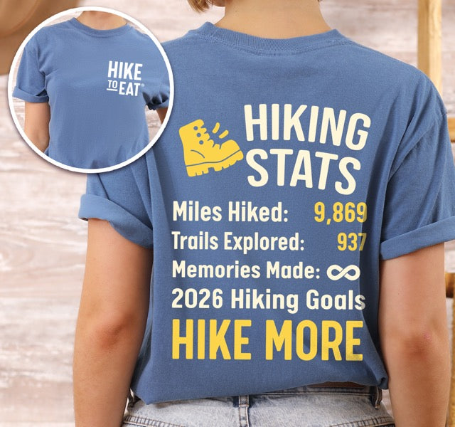 2026 Hiking Stats Custom T-Shirt - Personalized Achievement Tracker Tee