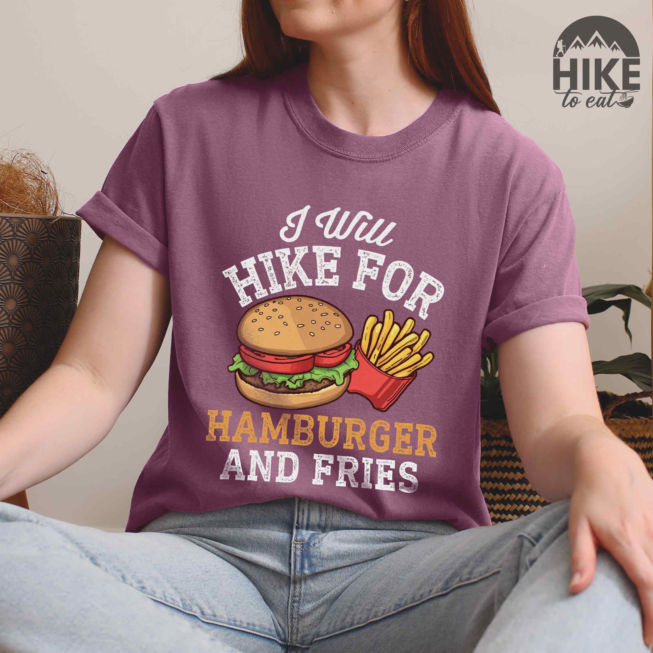 I Will Hike For Hamburger and Fries T-Shirt - Vintage Tee for Combo Meal Trail Warriors