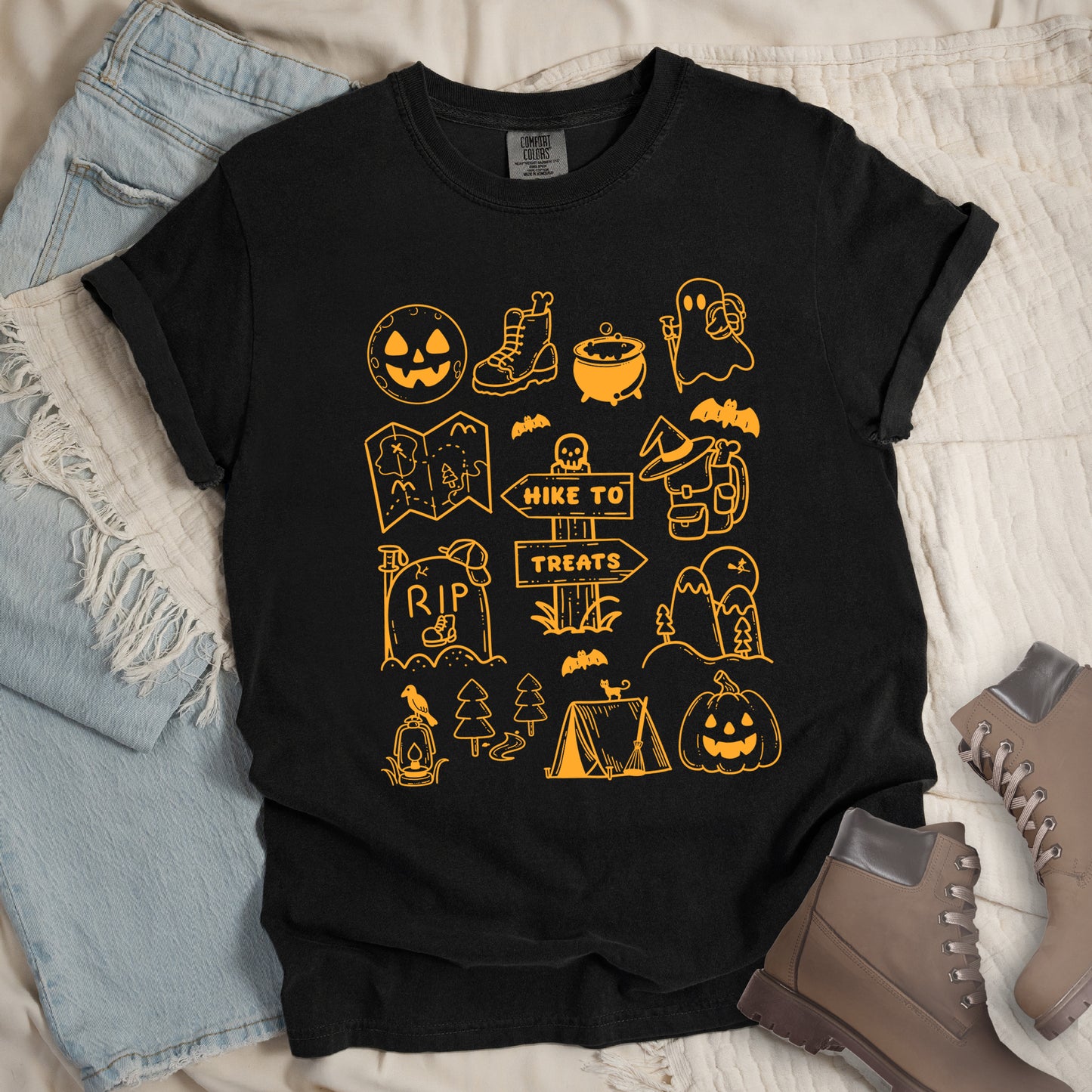 Black Shirt with Halloween Doodles
